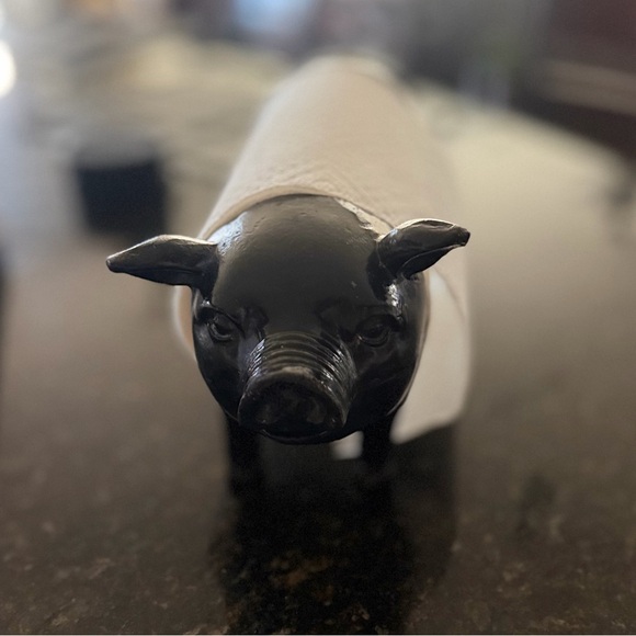 Black Pig Shaped Paper Towel Holders Rustic Country - Picture 4 of 7